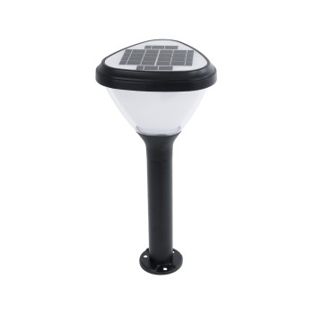 GLOBOSTAR® SOLARMIS 90521 Φωτιστικό Κολωνάκι Κήπου LED 10W 180lm 120° με Ενσωματωμένο Φωτοβολταϊκό Panel 6V 5W & Επαναφορτιζόμενη Μπαταρία Li-ion 3.2V 6000mAh με Αισθητήρα Ημέρας-Νύχτας Αδιάβροχο IP65 Ψυχρό Λευκό 6000K - Μαύρο - Μ26 x Π26 x Υ60cm - 2 