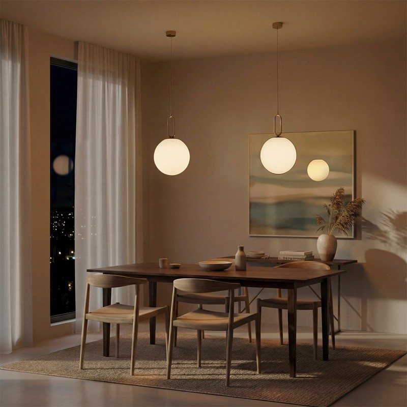 kelvo® BELLISSIMO KLV-101-0377 Κρεμαστό Φωτιστικό Οροφής για Λάμπα με Ντουί E27 AC 220-240V IP20 - Χρυσό Βούρτσας Πλατίνα & Λευκό - Μ30 x Π30 x Υ52cm