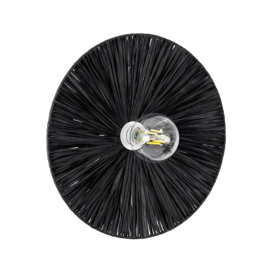 GloboStar® COLOMBO 02279 Boho Επιτοίχιο Φωτιστικό Απλίκα Μονόφωτο 1 x E27 IP20 Μαύρη Ράφια - Μ40 x Π40 x Υ9cm GloboStar® COLOMBO 02279 Boho Επιτοίχιο Φωτιστικό Απλίκα Μονόφωτο 1 x E27 IP20 Μαύρη Ράφια - Μ40 x Π40 x Υ9cm