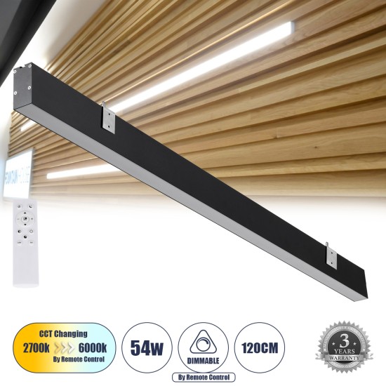 GloboStar® FELIX 61028-W Γραμμικό Φωτιστικό Τοίχου - Απλίκα Linear LED CCT 54W 6500lm 120° AC 220-240V Μ120 x Π3.5 x Υ7cm - Εναλλαγή Φωτισμού μέσω Τηλεχειριστηρίου All In One Ψυχρό 6000k+Φυσικό 4500k+Θερμό 2700k Dimmable - Μαύρο - 3 Years Warranty GloboStar® FELIX 61028-W Γραμμικό Φωτιστικό Τοίχου - Απλίκα Linear LED CCT 54W 6500lm 120° AC 220-240V Μ120 x Π3.5 x Υ7cm - Εναλλαγή Φωτισμού μέσω Τηλεχειριστηρίου All In One Ψυχρό 6000k+Φυσικό 4500k+Θερμό 2700k Dimmable - Μαύρο - 3 Years Warranty