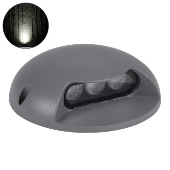 GLOBOSTAR® STEPLUNA 90623 Φωτιστικό Σκαλοπατιού / Διαδρόμου LED 3W 345lm 10° DC 24V Αδιάβροχο IP65 Φυσικό Λευκό 4500K Dimmable - Bridgelux SMD Chip - Γκρι Ανθρακί - Μ12 x Π12 x Υ3cm - 3 Χρόνια Εγγύηση