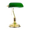 GloboStar® LIBRARY 01391 Vintage Επιτραπέζιο Φωτιστικό Πορτατίφ Μονόφωτο Χρυσό Μεταλλικό με Γυαλίνο Πράσινο Καπέλο Μ26.5 x Π19 x Υ38cm