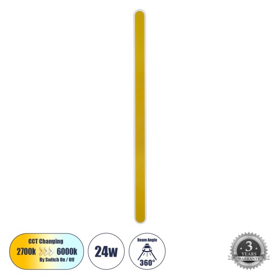 GloboStar® HOUSTON 61350 Φωτιστικό Τοίχου - Απλίκα Design LED CCT 24W 2880lm 360° AC 220-240V - Εναλλαγή Φωτισμού μέσω Διακόπτη On/Off All In One Ψυχρό 6000k+Φυσικό 4500k+Θερμό 2700k Μ6 x Π3 x Υ100cm - Χρυσό - 3 Years Warranty GloboStar® HOUSTON 61350 Φωτιστικό Τοίχου - Απλίκα Design LED CCT 24W 2880lm 360° AC 220-240V - Εναλλαγή Φωτισμού μέσω Διακόπτη On/Off All In One Ψυχρό 6000k+Φυσικό 4500k+Θερμό 2700k Μ6 x Π3 x Υ100cm - Χρυσό - 3 Years Warranty