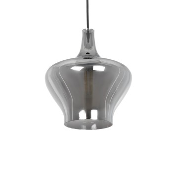 GLOBOSTAR® OVOCE 206-0032 Μοντέρνο Κρεμαστό Φωτιστικό Οροφής με Ντουί 1 x E27 AC 220-240V IP20 - Μαύρο Φιμέ - Μ20 x Π20 x Υ22cm