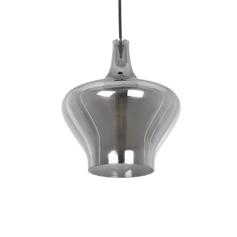 GLOBOSTAR® OVOCE 206-0032 Μοντέρνο Κρεμαστό Φωτιστικό Οροφής με Ντουί 1 x E27 AC 220-240V IP20 - Μαύρο Φιμέ - Μ20 x Π20 x Υ22cm