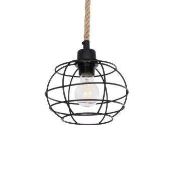 GLOBOSTAR® TALAH 203-0008 Vintage Κρεμαστό Φωτιστικό Οροφής με Ντουί 1 x E27 AC 220-240V IP20 - Μαύρο & Μπεζ - Μ20 x Π20 x Υ20cm