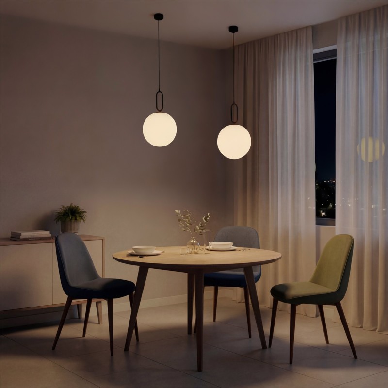 kelvo® BELLISSIMO KLV-101-0374 Κρεμαστό Φωτιστικό Οροφής για Λάμπα με Ντουί E27 AC 220-240V IP20 - Μαύρο Ματ & Λευκό - Μ30 x Π30 x Υ52cm