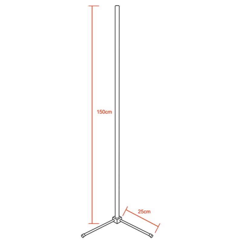 Μοντέρνο Minimal Επιδαπέδιο Μαύρο Φωτιστικό 150cm LED 24 Watt με Ασύρματο Χειριστήριο Αφής 2.4G RF & Dimmer CCT - Ψυχρό - Ημέρας - Θερμό GloboStar ALIEN Design GLOBO-150-10