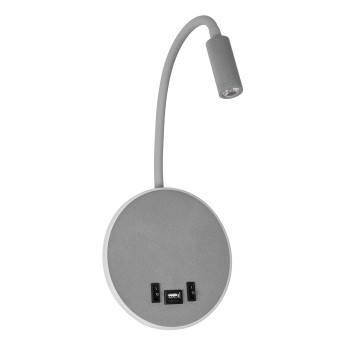 GLOBOSTAR® GOOSE 61694 Μοντέρνο Φωτιστικό Τοίχου - Απλίκα Ξενοδοχείου Reading Light με Φορτιστή USB 3A LED 6W 600lm 36° & 360° AC 220-240V IP20 Θερμό Λευκό 2700K - CREE XPE & Lumileds SMD Chip - Γκρι Ανθρακί Ματ - Μ15.5 x Π15 x Υ30.5cm - 3 Χρόνια 