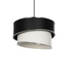 GloboStar® SONIA 203-0118 Μοντέρνο Κρεμαστό Φωτιστικό Καπέλο Μονόφωτο 1 x E27 IP20 Μαύρο & Λευκό Ύφασμα με Ασημί Λεπτομέρεια - Μ30 x Π30 x Υ90 cm