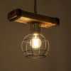 GloboStar® STARLO 201-0004 Vintage Κρεμαστό Φωτιστικό Ράγα Μονόφωτο 1 x E27 IP20 Μπεζ Ξύλο με Μαύρο Μέταλλο - Μ30 x Π15 x Υ60cm