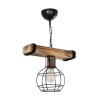 GloboStar® STARLO 201-0004 Vintage Κρεμαστό Φωτιστικό Ράγα Μονόφωτο 1 x E27 IP20 Μπεζ Ξύλο με Μαύρο Μέταλλο - Μ30 x Π15 x Υ60cm