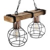 GloboStar® STARLO 201-0005 Vintage Κρεμαστό Φωτιστικό Ράγα Δίφωτο 2 x E27 IP20 Μπεζ Ξύλο με Μαύρο Μέταλλο - Μ40 x Π15x Υ65cm
