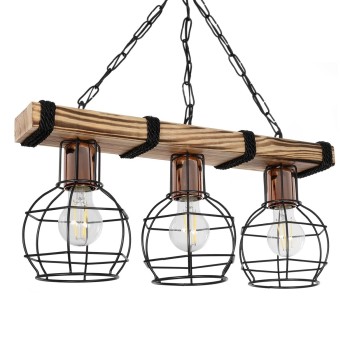 GLOBOSTAR® STARLO 201-0006 Vintage Κρεμαστό Φωτιστικό Οροφής με Ντουί 3 x E27 AC 220-240V IP20 - Μπεζ & Μαύρο - Μ50 x Π16 x Υ23cm