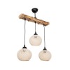 GloboStar® LUMA 201-0011 Vintage Κρεμαστό Φωτιστικό Ράγα Τρίφωτο 3 x E27 IP20 Μπεζ Ξύλο με Μπεζ Σχοινί - Μ50 x Π20 x Υ63cm