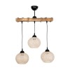 GloboStar® LUMA 201-0011 Vintage Κρεμαστό Φωτιστικό Ράγα Τρίφωτο 3 x E27 IP20 Μπεζ Ξύλο με Μπεζ Σχοινί - Μ50 x Π20 x Υ63cm