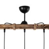 GloboStar® LUMA 201-0012 Vintage Κρεμαστό Φωτιστικό Ράγα Τρίφωτο 3 x E27 IP20 Μπεζ Ξύλο με Καφέ Σχοινί - Μ50 x Π20 x Υ63cm