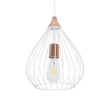 GLOBOSTAR® RADIARO 201-0014 Vintage Κρεμαστό Φωτιστικό Οροφής με Ντουί 1 x E27 AC 220-240V IP20 - Λευκό & Χάλκινο - Μ26 x Π26 x Υ35cm