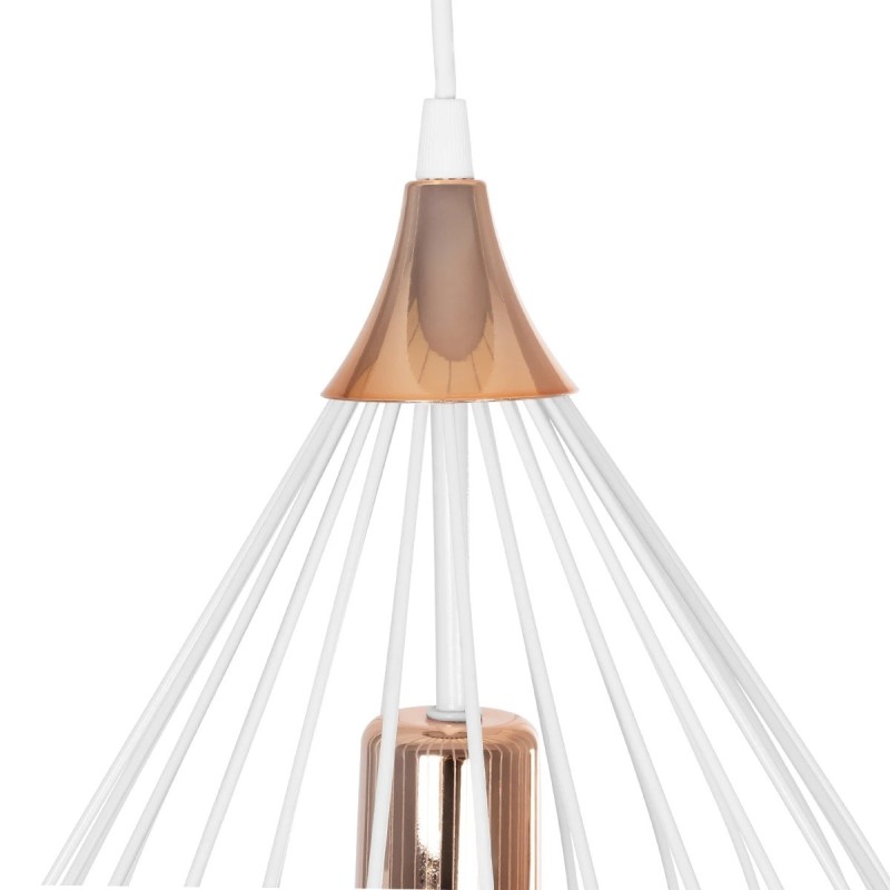 GloboStar® RADIARO 201-0014 Vintage Κρεμαστό Φωτιστικό Πλέγμα Μονόφωτο 1 x E27 IP20 Λευκό & Χάλκινο Μέταλλο - Μ28x Π28 x Υ70cm