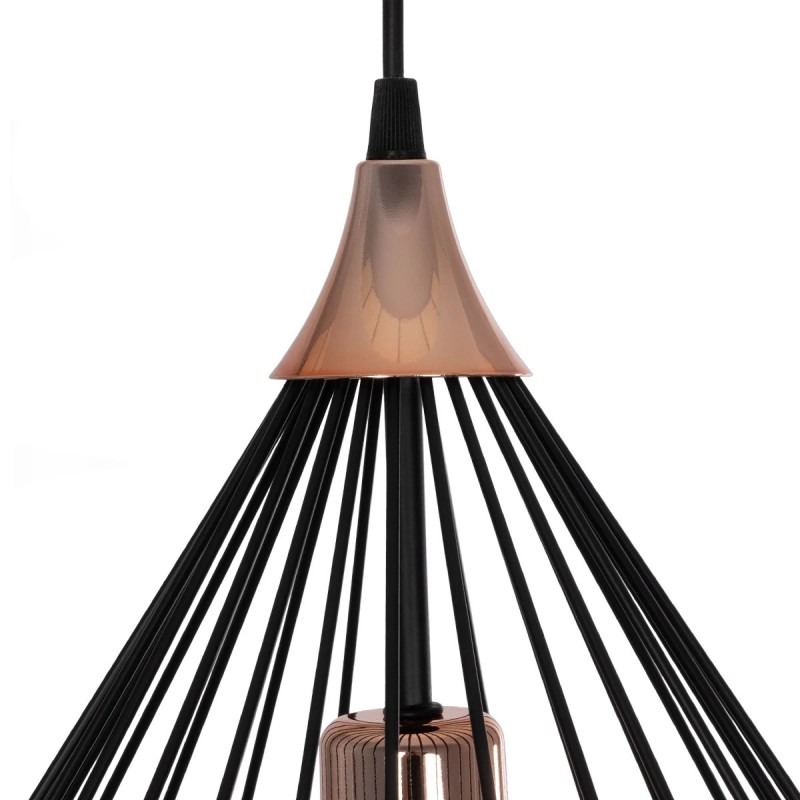 GloboStar® RADIARO 201-0015 Vintage Κρεμαστό Φωτιστικό Πλέγμα Μονόφωτο 1 x E27 IP20 Μαύρο Μέταλλο - Μ28 x Π28 x Υ70cm