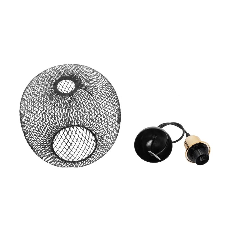 GloboStar® SOLUX 201-0019 Μοντέρνο Κρεμαστό Φωτιστικό Πλέγμα Μονόφωτο 1 x E27 IP20 Μαύρο & Χάλκινο Μέταλλο - Μ26 x Π26 x Υ70cm