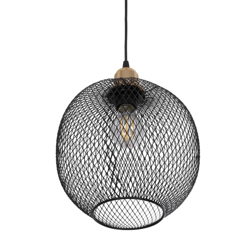 GloboStar® SOLUX 201-0019 Μοντέρνο Κρεμαστό Φωτιστικό Πλέγμα Μονόφωτο 1 x E27 IP20 Μαύρο & Χάλκινο Μέταλλο - Μ26 x Π26 x Υ70cm