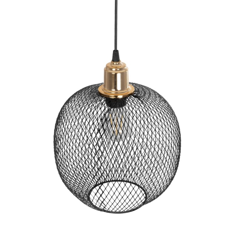 GloboStar® SOLUX 201-0019 Μοντέρνο Κρεμαστό Φωτιστικό Πλέγμα Μονόφωτο 1 x E27 IP20 Μαύρο & Χάλκινο Μέταλλο - Μ26 x Π26 x Υ70cm