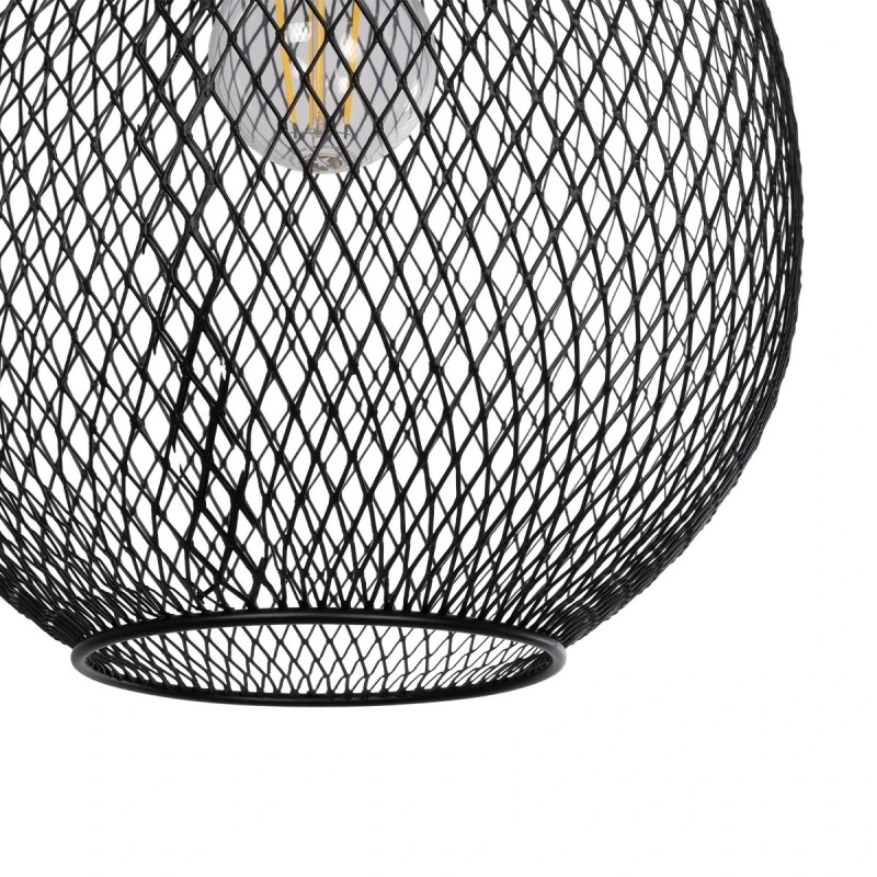 GloboStar® SOLUX 201-0019 Μοντέρνο Κρεμαστό Φωτιστικό Πλέγμα Μονόφωτο 1 x E27 IP20 Μαύρο & Χάλκινο Μέταλλο - Μ26 x Π26 x Υ70cm