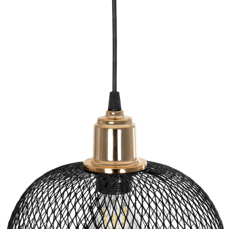 GloboStar® SOLUX 201-0019 Μοντέρνο Κρεμαστό Φωτιστικό Πλέγμα Μονόφωτο 1 x E27 IP20 Μαύρο & Χάλκινο Μέταλλο - Μ26 x Π26 x Υ70cm