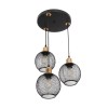 GloboStar® VIVIDUS 201-0020 Vintage Κρεμαστό Φωτιστικό Πλέγμα Τρίφωτο 3 x E27 IP20 Μαύρο και Χρυσό Μέταλλο - Μ32 x Π32 x Υ70cm
