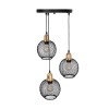 GloboStar® VIVIDUS 201-0020 Vintage Κρεμαστό Φωτιστικό Πλέγμα Τρίφωτο 3 x E27 IP20 Μαύρο και Χρυσό Μέταλλο - Μ32 x Π32 x Υ70cm
