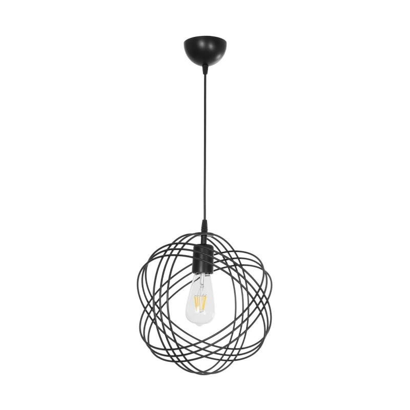 GloboStar® GLOWN 201-0023 Μοντέρνο Κρεμαστό Φωτιστικό Πλέγμα Μονόφωτο 1 x E27 IP20 Μαύρο & Χάλκινο Μέταλλο -  Μ30x Π30 x Υ70cm