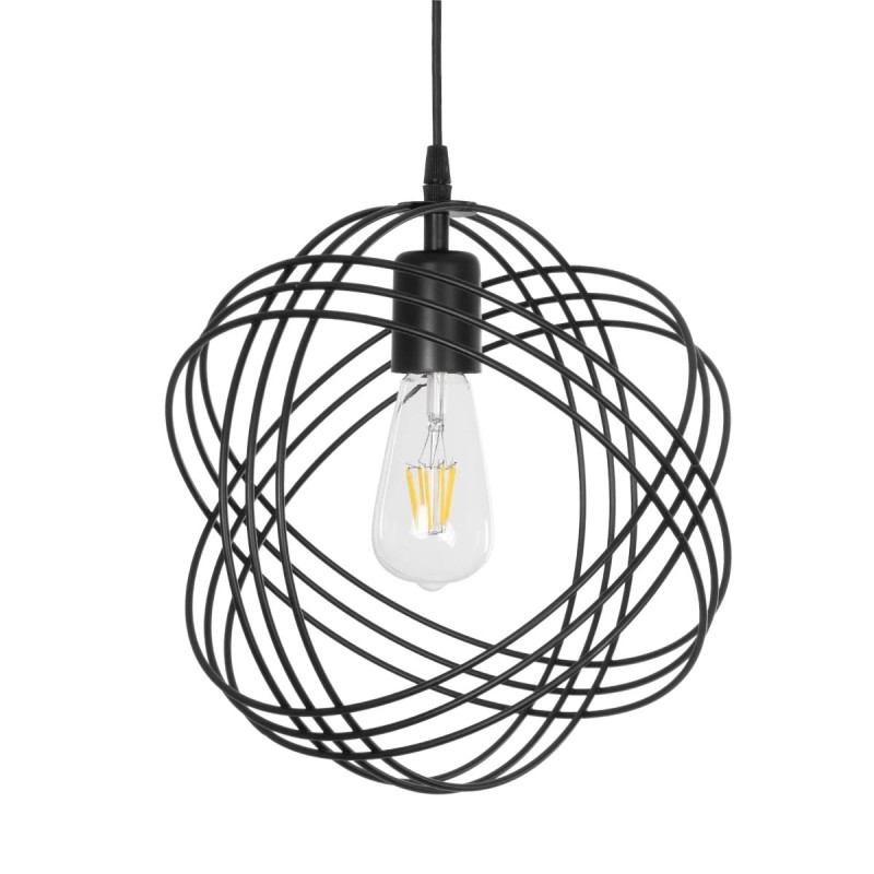 GloboStar® GLOWN 201-0023 Μοντέρνο Κρεμαστό Φωτιστικό Πλέγμα Μονόφωτο 1 x E27 IP20 Μαύρο & Χάλκινο Μέταλλο -  Μ30x Π30 x Υ70cm