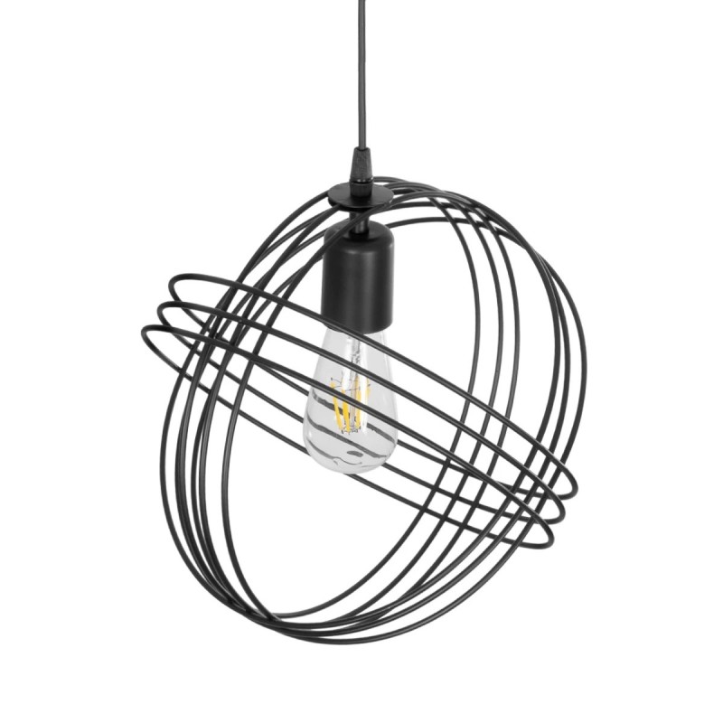 GloboStar® GLOWN 201-0023 Μοντέρνο Κρεμαστό Φωτιστικό Πλέγμα Μονόφωτο 1 x E27 IP20 Μαύρο & Χάλκινο Μέταλλο -  Μ30x Π30 x Υ70cm