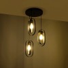 GloboStar® SPARKIO 201-0025 Vintage Κρεμαστό Φωτιστικό Πλέγμα Τρίφωτο 3 x E27 IP20 Μαύρο με Χρυσό Μέταλλο - Μ30 x Π30 x Υ80cm