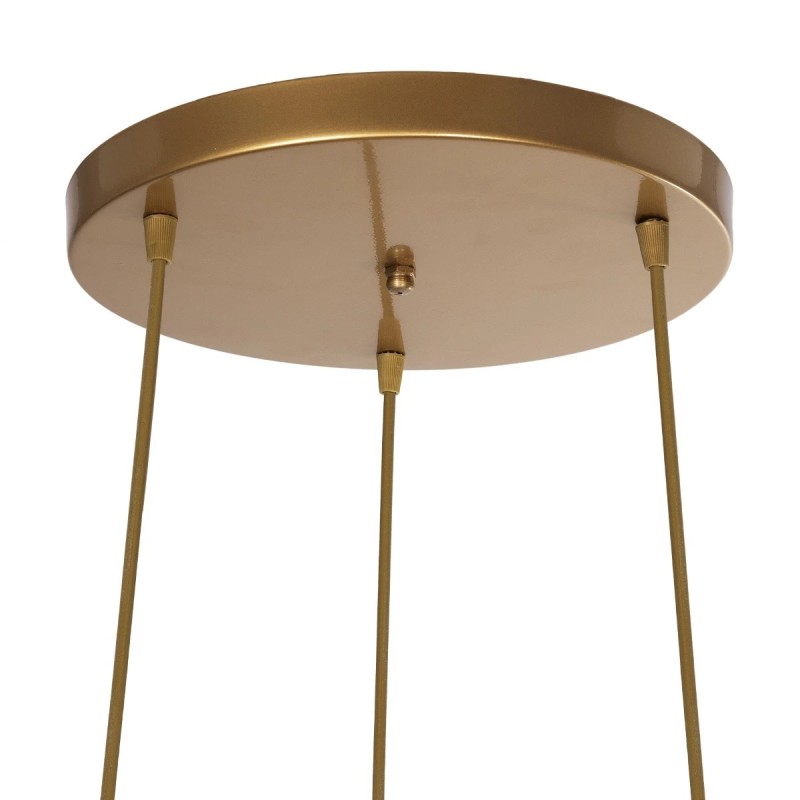 GloboStar® ILLUMIO 201-0027 Vintage Κρεμαστό Φωτιστικό Μπάλα Τρίφωτο 3 x E27 IP20 Χρυσό Μέταλλο με Μπεζ Σχοινί - Μ30 x Π30 x Υ70cm