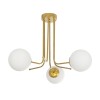 GloboStar® SHINY 201-0028 Vintage Φωτιστικό Οροφής Μπάλα Τρίφωτο 3 x E27 IP20 Χρυσό Μέταλλο με Γαλακτερή Μπάλα - Μ35 x Π35 x Υ60cm