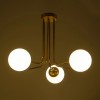 GloboStar® SHINY 201-0028 Vintage Φωτιστικό Οροφής Μπάλα Τρίφωτο 3 x E27 IP20 Χρυσό Μέταλλο με Γαλακτερή Μπάλα - Μ35 x Π35 x Υ60cm
