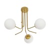 GloboStar® SHINY 201-0028 Vintage Φωτιστικό Οροφής Μπάλα Τρίφωτο 3 x E27 IP20 Χρυσό Μέταλλο με Γαλακτερή Μπάλα - Μ35 x Π35 x Υ60cm