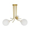GloboStar® SHINY 201-0028 Vintage Φωτιστικό Οροφής Μπάλα Τρίφωτο 3 x E27 IP20 Χρυσό Μέταλλο με Γαλακτερή Μπάλα - Μ35 x Π35 x Υ60cm