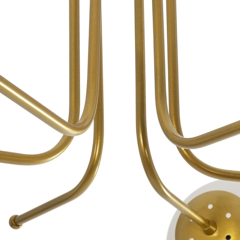 GloboStar® SHINY 201-0028 Vintage Φωτιστικό Οροφής Μπάλα Τρίφωτο 3 x E27 IP20 Χρυσό Μέταλλο με Γαλακτερή Μπάλα - Μ35 x Π35 x Υ60cm