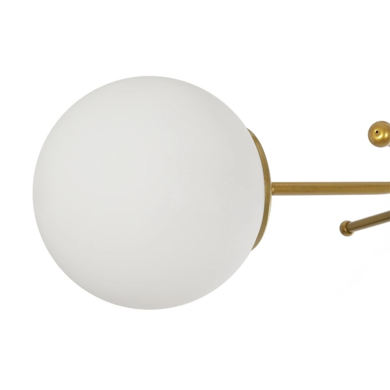 GloboStar® SHINY 201-0028 Vintage Φωτιστικό Οροφής Μπάλα Τρίφωτο 3 x E27 IP20 Χρυσό Μέταλλο με Γαλακτερή Μπάλα - Μ35 x Π35 x Υ60cm