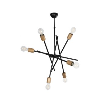 GLOBOSTAR® SUNFY 201-0030 Μοντέρνο Φωτιστικό Οροφής με Ντουί 6 x E27 AC 220-240V IP20 - Μαύρο & Μπρούτζινο - Μ57 x Π57 x Υ85cm