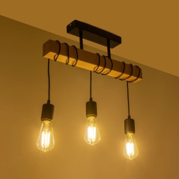 GLOBOSTAR® LUCITA 201-0031 Vintage Φωτιστικό Οροφής με Ντουί 3 x E27 AC 220-240V IP20 - Μαύρο & Μπεζ - Μ50 x Π27 x Υ112cm