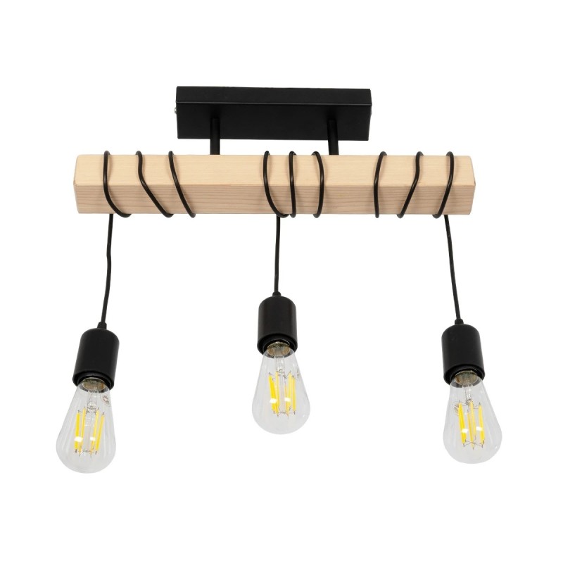 GLOBOSTAR® LUCITA 201-0031 Vintage Φωτιστικό Οροφής με Ντουί 3 x E27 AC 220-240V IP20 - Μαύρο & Μπεζ - Μ50 x Π27 x Υ112cm