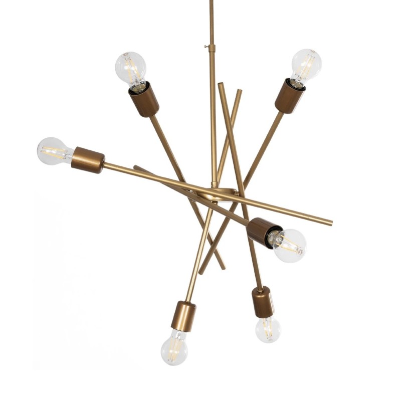 GloboStar® SUNFY 201-0033 Μοντέρνο Κρεμαστό Φωτιστικό Πλέγμα Πολύφωτο 6 x E27 IP20 Μπρονζέ Μέταλλο - Μ60 x Π70 x Υ60cm