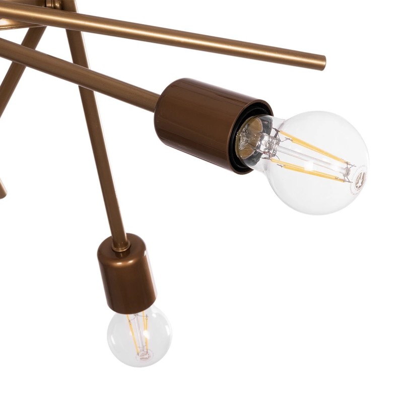 GloboStar® SUNFY 201-0033 Μοντέρνο Κρεμαστό Φωτιστικό Πλέγμα Πολύφωτο 6 x E27 IP20 Μπρονζέ Μέταλλο - Μ60 x Π70 x Υ60cm