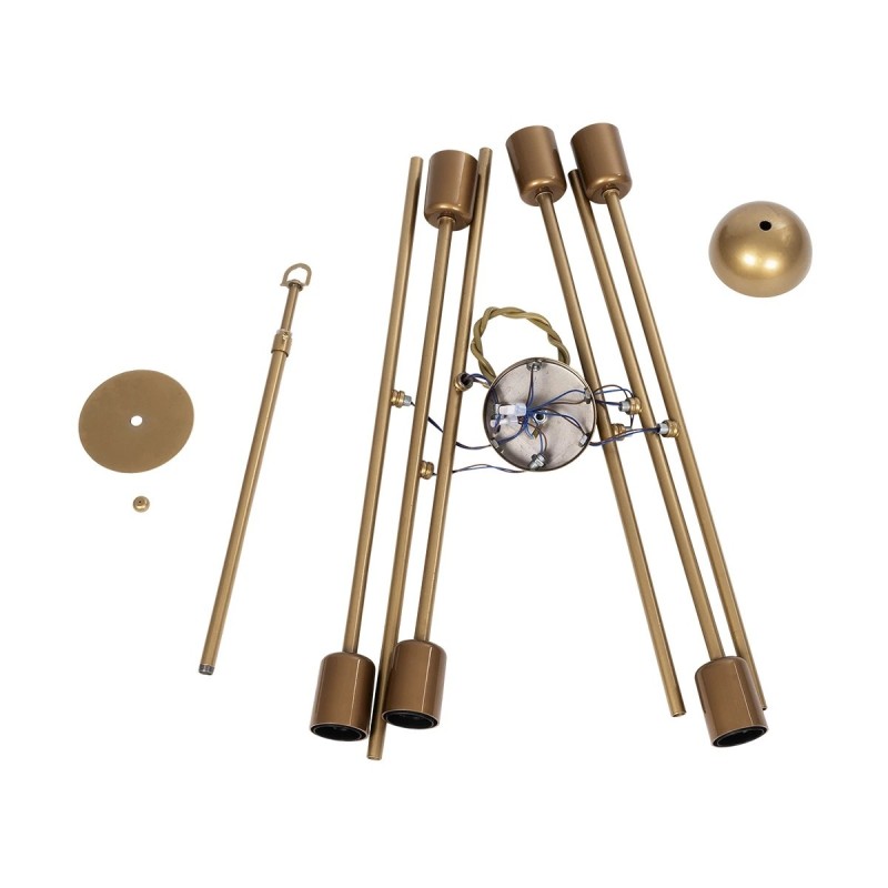 GloboStar® SUNFY 201-0033 Μοντέρνο Κρεμαστό Φωτιστικό Πλέγμα Πολύφωτο 6 x E27 IP20 Μπρονζέ Μέταλλο - Μ60 x Π70 x Υ60cm