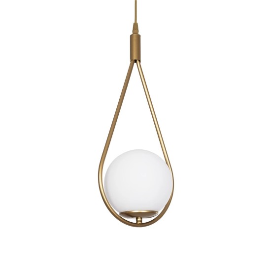 GloboStar® DROP 201-0034 Vintage Κρεμαστό Φωτιστικό Μπάλα Μονόφωτο 1 x E27 IP20 Χρυσό Μέταλλο με Γαλακτερή Μπάλα - Μ20 x Π25 x Υ80cm GloboStar® DROP 201-0034 Vintage Κρεμαστό Φωτιστικό Μπάλα Μονόφωτο 1 x E27 IP20 Χρυσό Μέταλλο με Γαλακτερή Μπάλα - Μ20 x Π25 x Υ80cm