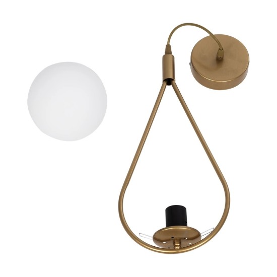 GloboStar® DROP 201-0034 Vintage Κρεμαστό Φωτιστικό Μπάλα Μονόφωτο 1 x E27 IP20 Χρυσό Μέταλλο με Γαλακτερή Μπάλα - Μ20 x Π25 x Υ80cm GloboStar® DROP 201-0034 Vintage Κρεμαστό Φωτιστικό Μπάλα Μονόφωτο 1 x E27 IP20 Χρυσό Μέταλλο με Γαλακτερή Μπάλα - Μ20 x Π25 x Υ80cm